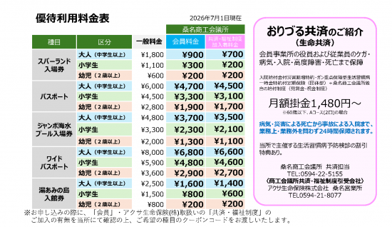 会員事業所限定レジャーサービス ナガシマリゾート優待割引クーポンのご案内 (優待料金
